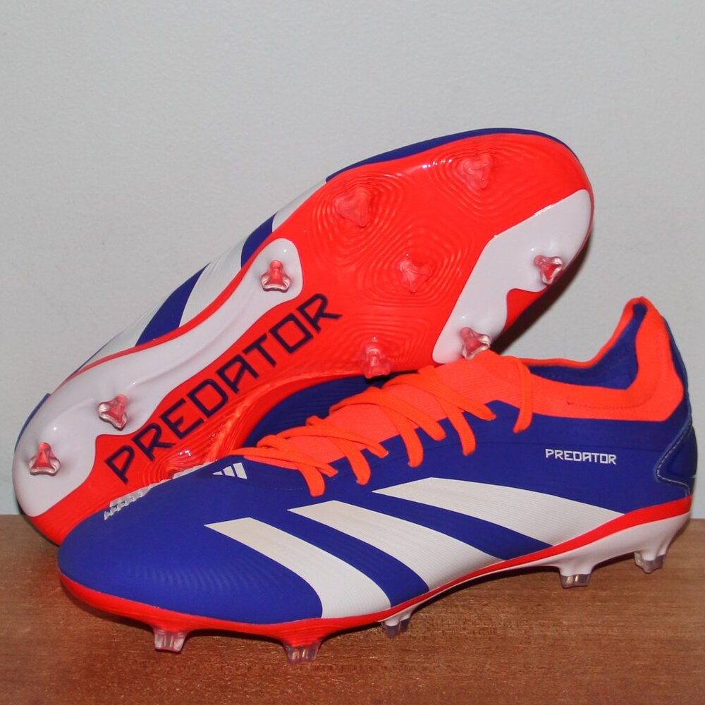 Adidas Predator 24 Pro FG Soccer Cleats Mens 7.5 Blue Solar Red White